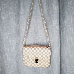 Cream Checkered Crossbody